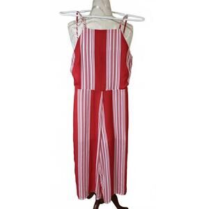 Love, Fire Jumpsuit Romper Spaghetti Straps Red and White Striped Size Small